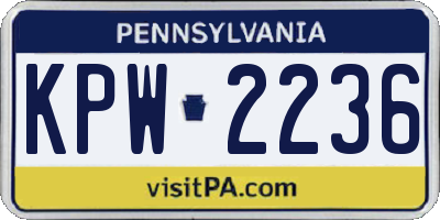 PA license plate KPW2236