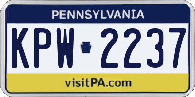 PA license plate KPW2237
