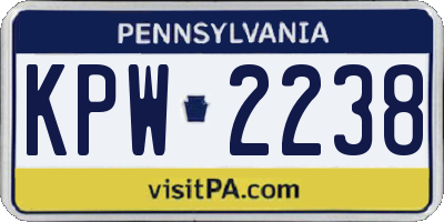 PA license plate KPW2238