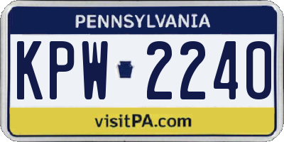PA license plate KPW2240