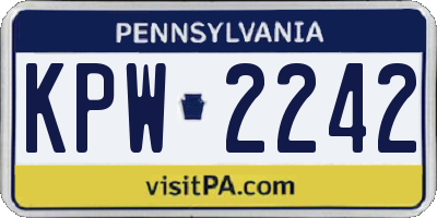 PA license plate KPW2242