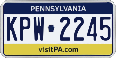 PA license plate KPW2245