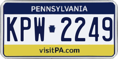 PA license plate KPW2249