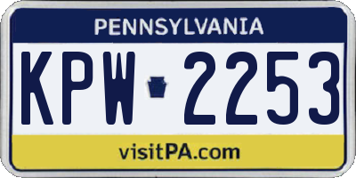 PA license plate KPW2253