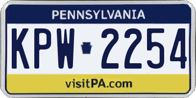 PA license plate KPW2254