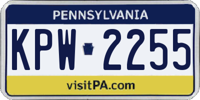 PA license plate KPW2255