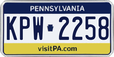 PA license plate KPW2258