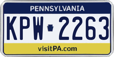 PA license plate KPW2263