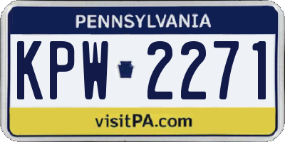 PA license plate KPW2271