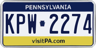 PA license plate KPW2274