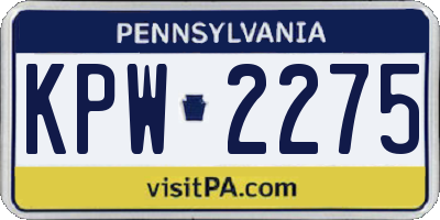 PA license plate KPW2275