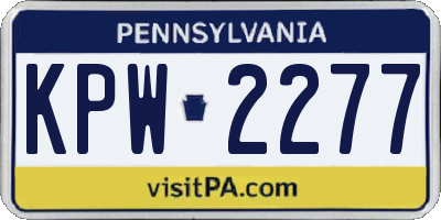 PA license plate KPW2277