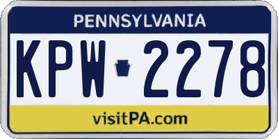 PA license plate KPW2278