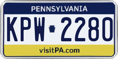 PA license plate KPW2280