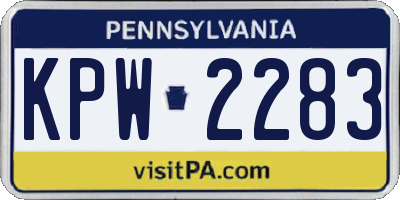 PA license plate KPW2283