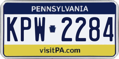 PA license plate KPW2284