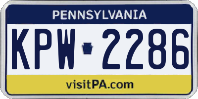 PA license plate KPW2286