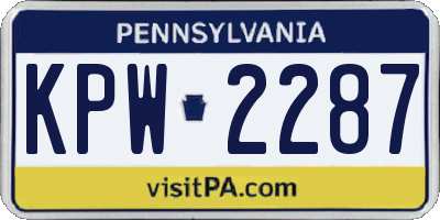 PA license plate KPW2287