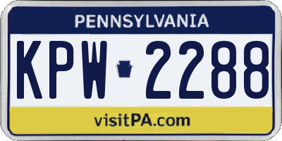 PA license plate KPW2288
