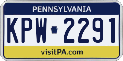 PA license plate KPW2291