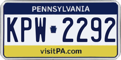 PA license plate KPW2292