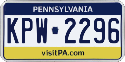 PA license plate KPW2296