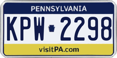 PA license plate KPW2298