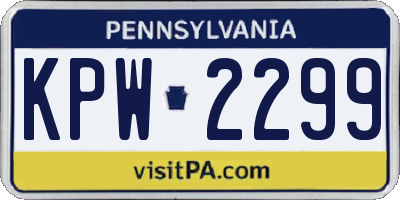 PA license plate KPW2299