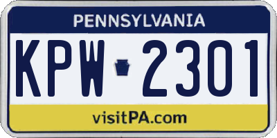 PA license plate KPW2301