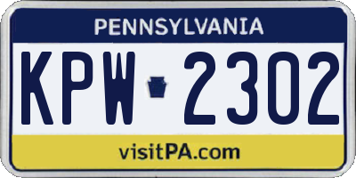 PA license plate KPW2302