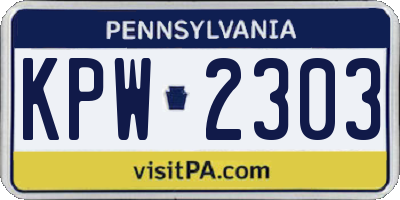 PA license plate KPW2303