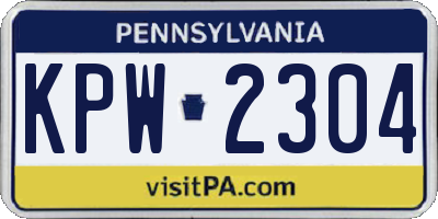 PA license plate KPW2304