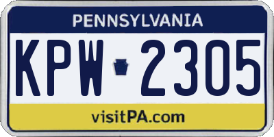 PA license plate KPW2305