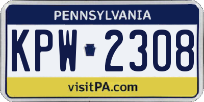 PA license plate KPW2308