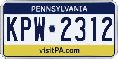 PA license plate KPW2312