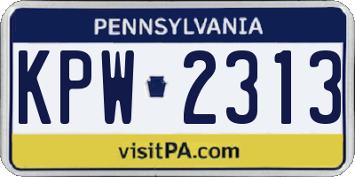 PA license plate KPW2313