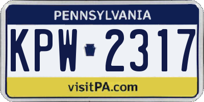 PA license plate KPW2317