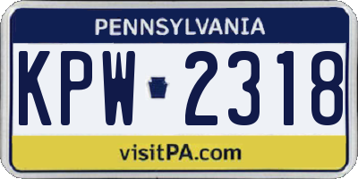 PA license plate KPW2318