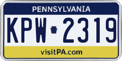 PA license plate KPW2319