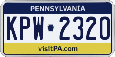PA license plate KPW2320