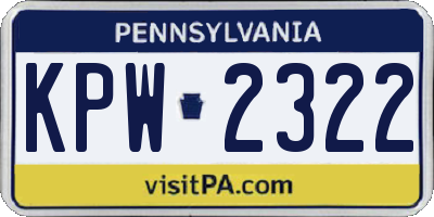 PA license plate KPW2322