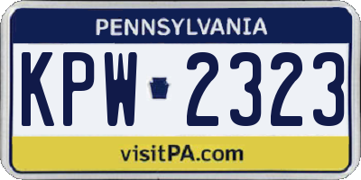 PA license plate KPW2323