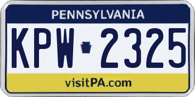 PA license plate KPW2325