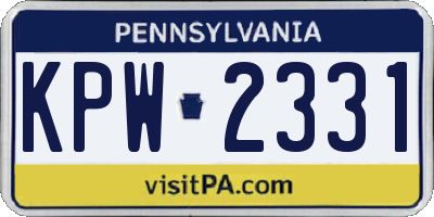 PA license plate KPW2331
