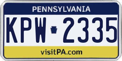 PA license plate KPW2335