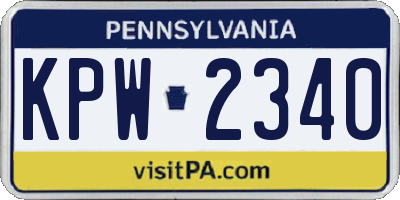 PA license plate KPW2340