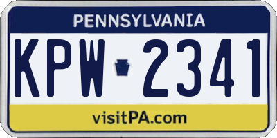 PA license plate KPW2341