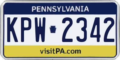 PA license plate KPW2342