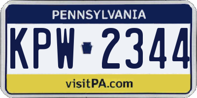 PA license plate KPW2344