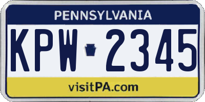 PA license plate KPW2345
